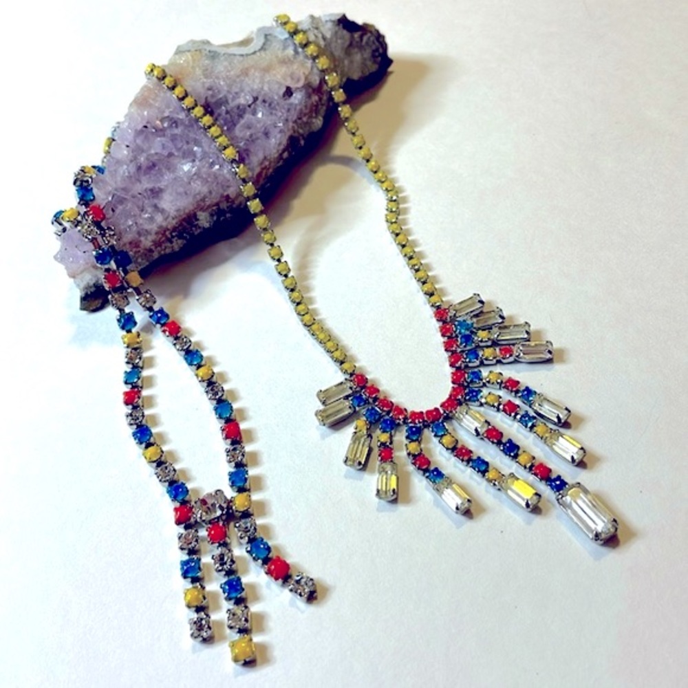 Vintage Hand Painted Rhinestone Necklaces